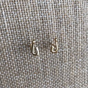 Fish hook earrings, sterling silver gold plate